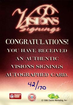 1996 Classic Visions Signings - Autographs Silver #NNO Lawrence Moten Back