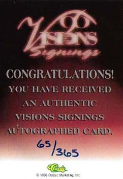 1996 Classic Visions Signings - Autographs Silver #NNO Jay Payton Back