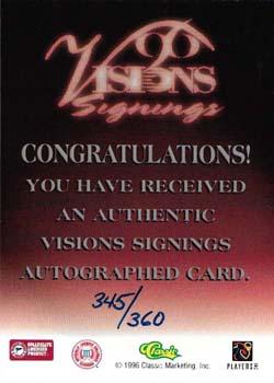 1996 Classic Visions Signings - Autographs Silver #NNO James Ritchey Back