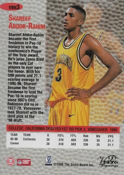 1996 Classic Visions Signings - Basketball Rookies Exchange #VBR3 Shareef Abdur-Rahim Back