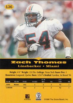 1996-97 Score Board All Sport PPF - Gold #136 Zach Thomas Back