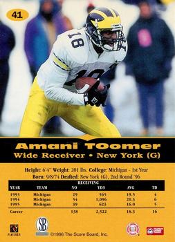 1996-97 Score Board All Sport PPF - Gold #41 Amani Toomer Back