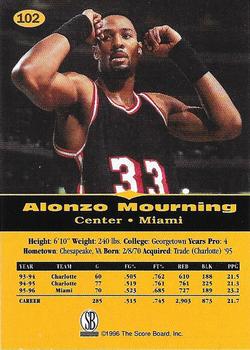 1996-97 Score Board All Sport PPF - Gold #102 Alonzo Mourning Back