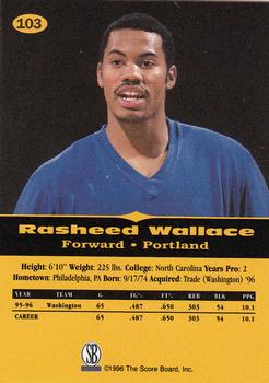 1996-97 Score Board All Sport PPF - Gold #103 Rasheed Wallace Back