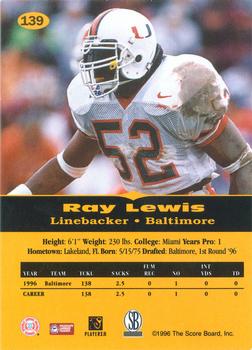 1996-97 Score Board All Sport PPF - Gold #139 Ray Lewis Back