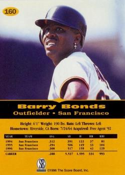 1996-97 Score Board All Sport PPF - Gold #160 Barry Bonds Back
