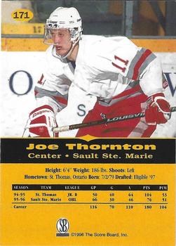 1996-97 Score Board All Sport PPF - Gold #171 Joe Thornton Back