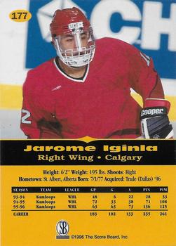 1996-97 Score Board All Sport PPF - Gold #177 Jarome Iginla Back