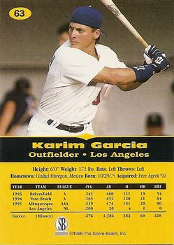 1996-97 Score Board All Sport PPF - Gold #63 Karim Garcia Back