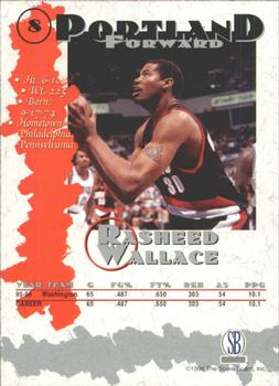 1996-97 Score Board Autographed Collection #8 Rasheed Wallace Back