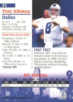 1997-98 Score Board Autographed Collection #31 Troy Aikman Back