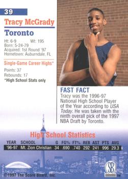 1997-98 Score Board Autographed Collection #39 Tracy McGrady Back
