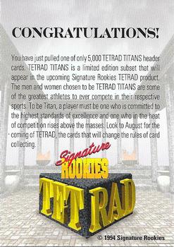 1994 Signature Rookies Tetrad - Titans #NNO Titans Header Card Back