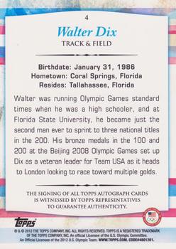 2012 Topps U.S. Olympic Team & Hopefuls - Autographs #4 Walter Dix Back