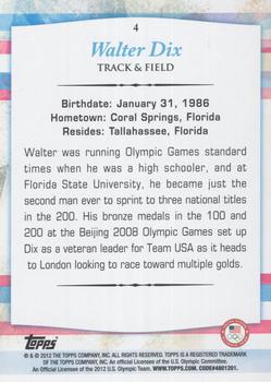 2012 Topps U.S. Olympic Team & Hopefuls - Bronze #4 Walter Dix Back