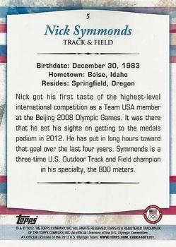 2012 Topps U.S. Olympic Team & Hopefuls - Bronze #5 Nick Symmonds Back
