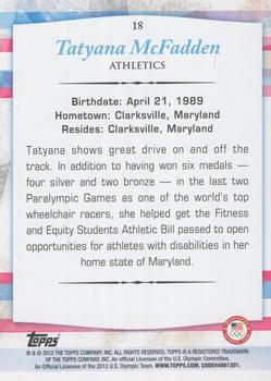2012 Topps U.S. Olympic Team & Hopefuls - Bronze #18 Tatyana McFadden Back