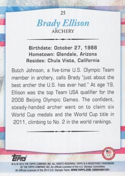 2012 Topps U.S. Olympic Team & Hopefuls - Bronze #25 Brady Ellison Back