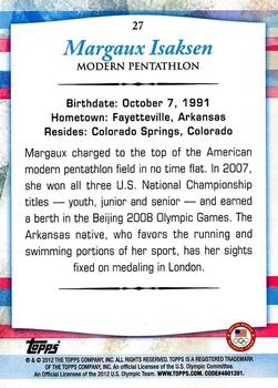 2012 Topps U.S. Olympic Team & Hopefuls - Bronze #27 Margaux Isaksen Back