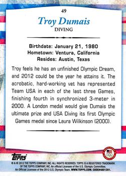 2012 Topps U.S. Olympic Team & Hopefuls - Bronze #49 Troy Dumais Back