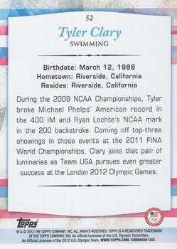 2012 Topps U.S. Olympic Team & Hopefuls - Bronze #52 Tyler Clary Back
