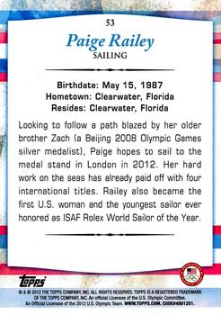 2012 Topps U.S. Olympic Team & Hopefuls - Bronze #53 Paige Railey Back
