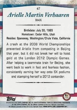 2012 Topps U.S. Olympic Team & Hopefuls - Bronze #67 Arielle Martin Verhaaren Back