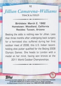 2012 Topps U.S. Olympic Team & Hopefuls - Bronze #92 Jillian Camarena-Williams Back