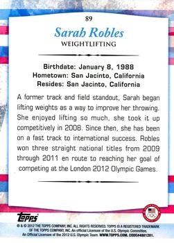 2012 Topps U.S. Olympic Team & Hopefuls - Bronze #89 Sarah Robles Back