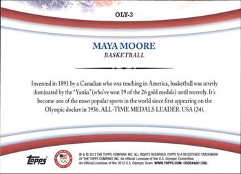 2012 Topps U.S. Olympic Team & Hopefuls - Games of the XXX Olympiad #OLY-3 Maya Moore Back