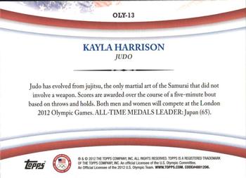 2012 Topps U.S. Olympic Team & Hopefuls - Games of the XXX Olympiad #OLY-13 Kayla Harrison Back