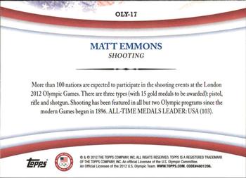 2012 Topps U.S. Olympic Team & Hopefuls - Games of the XXX Olympiad #OLY-17 Matt Emmons Back