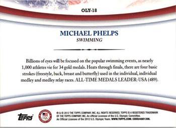 2012 Topps U.S. Olympic Team & Hopefuls - Games of the XXX Olympiad #OLY-18 Michael Phelps Back
