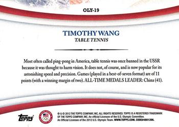 2012 Topps U.S. Olympic Team & Hopefuls - Games of the XXX Olympiad #OLY-19 Timothy Wang Back
