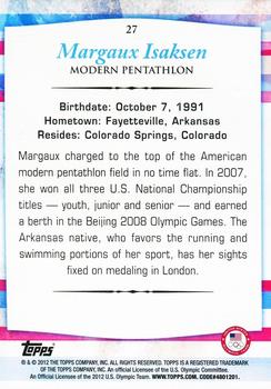2012 Topps U.S. Olympic Team & Hopefuls - Gold #27 Margaux Isaksen Back