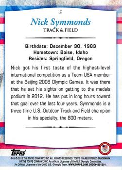 2012 Topps U.S. Olympic Team & Hopefuls - Gold #5 Nick Symmonds Back