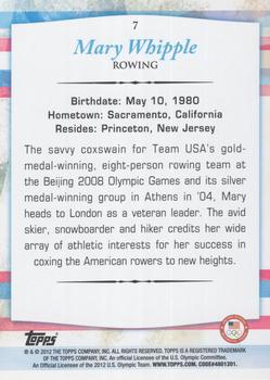 2012 Topps U.S. Olympic Team & Hopefuls - Gold #7 Mary Whipple Back