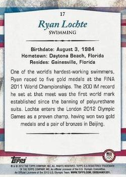 2012 Topps U.S. Olympic Team & Hopefuls - Gold #17 Ryan Lochte Back