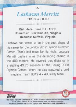 2012 Topps U.S. Olympic Team & Hopefuls - Gold #22 Lashawn Merritt Back