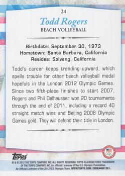 2012 Topps U.S. Olympic Team & Hopefuls - Gold #24 Todd Rogers Back
