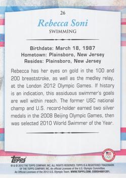 2012 Topps U.S. Olympic Team & Hopefuls - Gold #26 Rebecca Soni Back