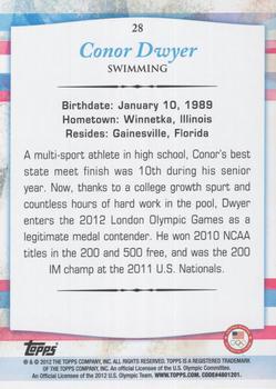2012 Topps U.S. Olympic Team & Hopefuls - Gold #28 Conor Dwyer Back