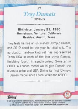 2012 Topps U.S. Olympic Team & Hopefuls - Gold #49 Troy Dumais Back