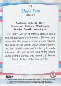 2012 Topps U.S. Olympic Team & Hopefuls - Gold #50 Hope Solo Back