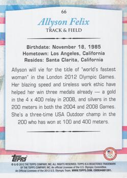 2012 Topps U.S. Olympic Team & Hopefuls - Gold #66 Allyson Felix Back