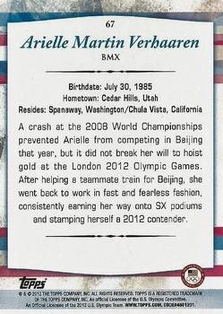 2012 Topps U.S. Olympic Team & Hopefuls - Gold #67 Arielle Martin Verhaaren Back