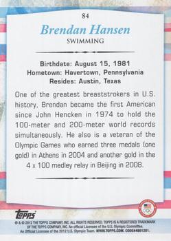 2012 Topps U.S. Olympic Team & Hopefuls - Gold #84 Brendan Hansen Back