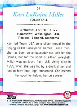 2012 Topps U.S. Olympic Team & Hopefuls - Gold #54 Kari LaRaine Miller Back