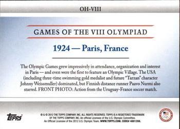 2012 Topps U.S. Olympic Team & Hopefuls - Heritage of the Games #OH-8 1924 Paris, France Back