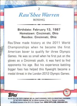 2012 Topps U.S. Olympic Team & Hopefuls - Silver #2 Rau'Shee Warren Back